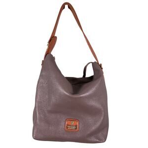 Valentina Italian Hobo Shoulder Bag Women's Size Medium Brown Leather Red Lining